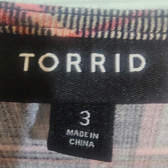 Torrid Pink Blue Plaid Babydoll Tunic Size 3 - Picture 7 of 8